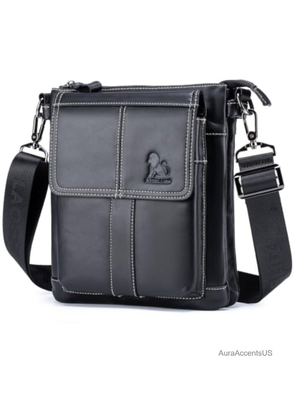 Cowhide Leather Crossbody Bag Adjustable Strap Men's Shoulder Bag